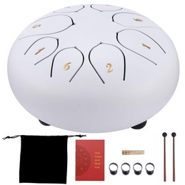 YUNYODA Steel Tongue Drum, 6 Inch Hand Pan Percussion Drum 8 Tune Ethereal Drum Instrument Set, with 2 Drumsticks, 4 Finger Picks, Tutorial Book, Carry Bag and Stickers