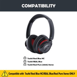 HTINDUSTRY Ersatz-Ohrpolster Kompatibel mit Teufel Real Blue NC/REAL Blue/Real Pure (2020) Stereo-Kopfhörern Premium Ohrpolster aus weicherem Proteinleder/Memorieschaum