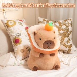 NXNYNZ Cute Capybara Plush Pillow with Bread Kawaii Soft Orange Capybara Stuffed Aniamls Capybara Plush Toys Hugging Gifts Kids Girls Boys 12 inch