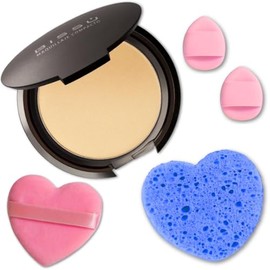 Kit de maquillaje y exfoliación – Polvo compacto Bissú + 1 Almohadilla de terciopelo mediano + 2 Almohadillas de dedos + 1 esponja exfoliante facial (06 Natural Beige)