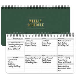 Weekly To Do List Notepad, 6.3''x 11.2'' Weekly Desk Planner with 55 Tear Off Sheets Undated Weekly Planner Habit Tracker & Productivity Organizer for Home School and Work, Green