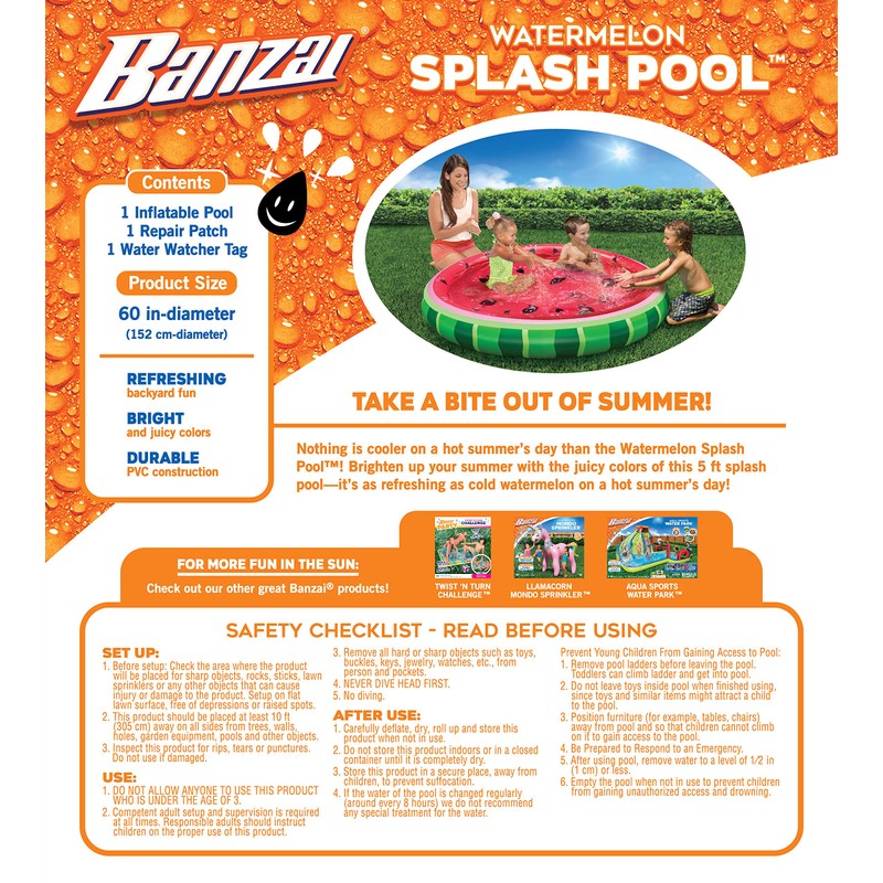 BANZAI Watermelon Splash Pool