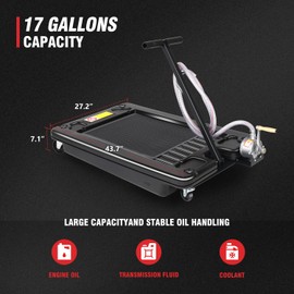 DNA MOTORING 20 Gallon Electric Oil Drain Pan with Pump, Evacuation Hose, T-Handle, Low Profile for Trucks Buses RVs, TOOLS-00385