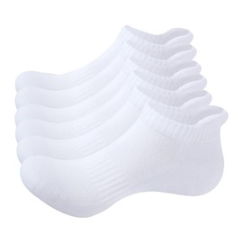 WEARPEER 6 Pairs Ankle Socks for Men & Women Breathable Athletic Running Socks Sports no Show Socks Low Cut Socks Men- 6 Pairs White Large