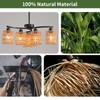 Povectolay Boho Hand Woven Chandelier, 6-Light Black Pendant Lights Kitchen