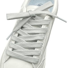 Dafannis 2 Pairs of Cotton Shoelaces, 9 mm Flat Wide Tear-Resistant Shoe Laces for Trainers, Sports Shoes, Trainers, Premium Replacement Shoelaces, gray