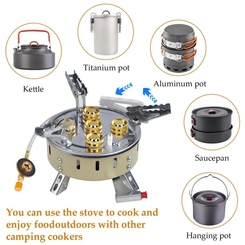 9500W Portable Windproof Camping Stove, Backpacking Camp Stove with Two
