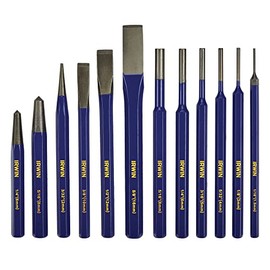 IRWIN - Juego de cinceles, cinceles y perforadores, paquete de 12 con varios tamaños, templado para mayor durabilidad, ideal para carpintería (IRHT82529)