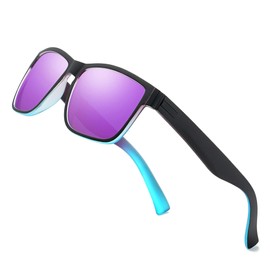 Vintage Polarized Sunglasses for Men and Women Trendy Retro UV Protection Driving Shades, Black/Purple