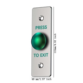 Stainless Steel Push to Exit Button - 12V DC Push to Exit Switch, NO/COM Outputs, Surface Mount Request-to-Exit Device for Access Control Systems