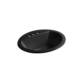 Kohler K-2699-4-7 vitreous China Drop-In oval Bathroom Sink, 21 x 21 x 9.8 inches, Black/Black