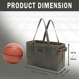 Canvas Tool Tote Bag | 16OZ Waxed Canvas Tool Carrying Bag - with 8 Pockets & Top Metal Support Rods, Rectangular Foldable Canvas Tote Tool Bag for Chisels Wrench Hammer Level | Army Green