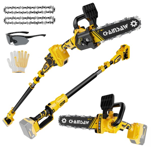 2-in-1 Cordless Pole Saw, 8 Inch Brushless Pole Chainsaws Compatibility