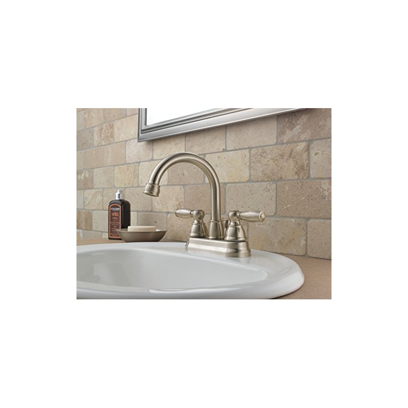 DELTA FAUCET Peerless Claymore Centerset Bathroom Faucet, Brushed Nickel Bathroom