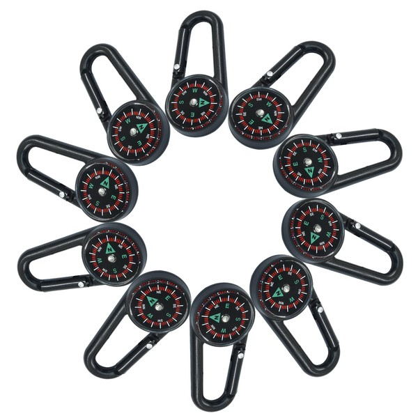 Kemcatui 10Pcs Clip on Compass Bulk, Mini Compass Key Chain