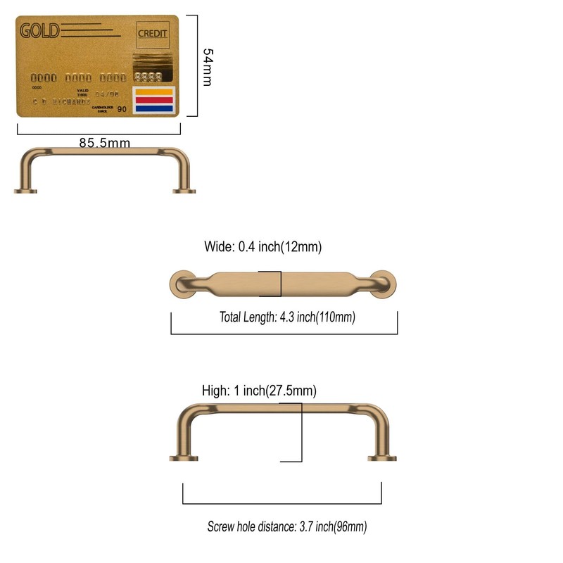 Amerdeco 10 Pack Champagne Bronze Cabinet Pulls 3-3/4 Inch(96mm) Hole