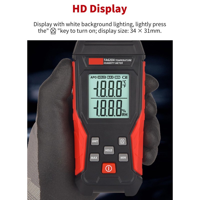 TA620A Temperature Humidity Meter, Handheld Thermometer Hygrometer with Ambient, Dew