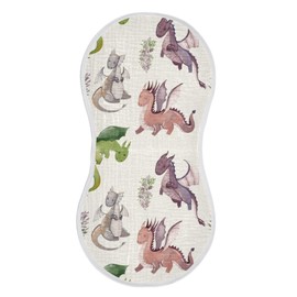 GOODOLD Cute Dragons Pattern Muslin Baby Burp Cloths - Super Absorbent and Soft Burping Rags - Cotton Burp Clothes Set for Boys and Girls, 1 Pack