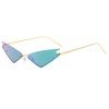 Azoxus Women Futuristic Small Cateye Sunglasses Triangle Rimless Tinted Green