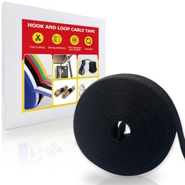 Hook and Loop Cable Ties, 82ft Reusable Cable Ties for Electrical Cords, Strong Cord Ties for Electronics & Cable Management Ties, Adjustable Hook and Loop Tape（Black）