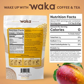 Waka Instant Green Tea Mix, Mango Flavored - 100% Tea Leaves, No Additives, Unsweetened Tea Powder in Bulk Pouch – Easy Quick Hot and Iced Teas, Up to 200 Cups (4.5oz)