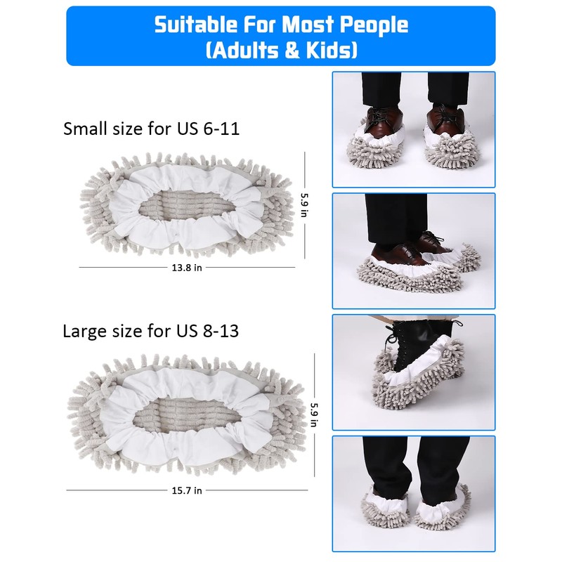 WellMall 8 Pcs Mop Slippers Socks Floor Cleaning,Microfiber Shoe Covers