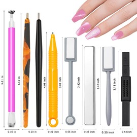 JERCLITY 18 Pieces Cat Eye Magnet for Nails Double-Ended Nail Magnet Stick for Nail Art Flower Cat Eye Magnetic Pen Pink Line Stripe Magnetic for Cat Eye Gel Polish Nail Art