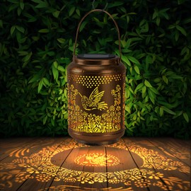 Solar Outdoor Waterproof Hummingbird Garden Decorative Lights, Outdoor Hanging Solar Lanterns, Gifts for Ladies Mom Grandma, for Patio, Deck, Backyard, Porch