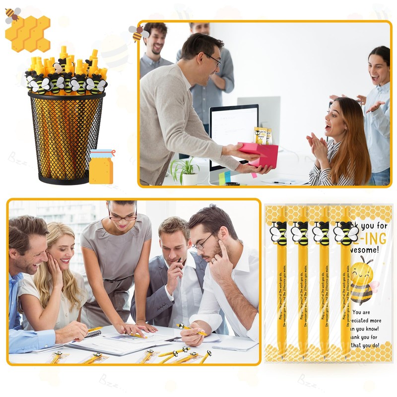 Qilery 25 Sets Bee Theme Pen Favor Bulk – Thank