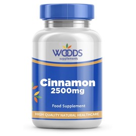 Cinnamon 2500mg (360 Capsules) from Woods Supplements | Equivalent of 2,500mg of Cinnamon in Each Capsule | with Added Chromium | Suitable for Vegetarians & Vegans