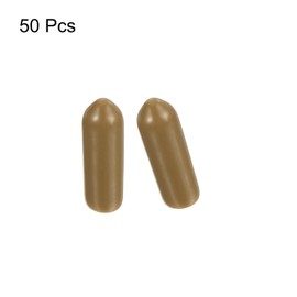 QUARKZMAN Pack of 50 Rubber End Caps Rubber Caps 4 mm ID Sealing Cap Chair Leg Caps Protective Caps Vinyl PVC Round Tube Bolt Cap Cover Screw Thread Protective Caps Light Brown
