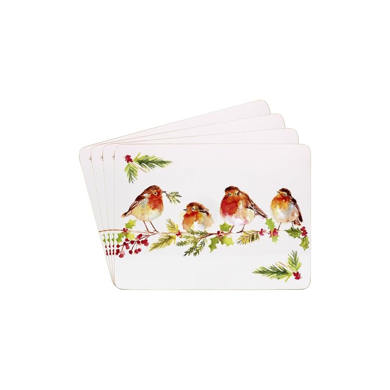 Set of 4 Place Mats - Winter Robin Design