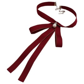 BLOOPIC Women's Uniform Accessories, Adjustable Bowtie, Bowtie, School Style, Simple, School Entrance Ceremony, Graduation Ceremony, Office Work, School, Ribbon Tie, School Ribbon (Red), red