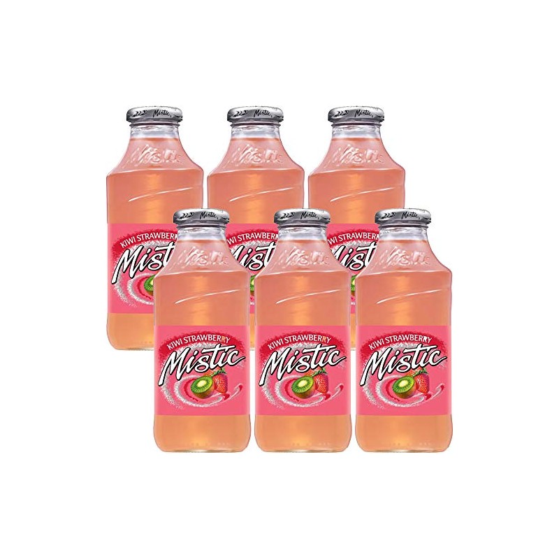 Mistic Kiwi Strawberry Drink, 16oz Glass Bottle (Pack of 6,