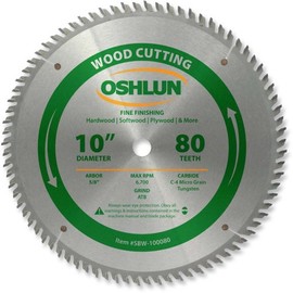 Oshlun SBW-100080 10-Inch 80 Tooth ATB Fine Finishing Saw Blade with 5/8-Inch Arbor