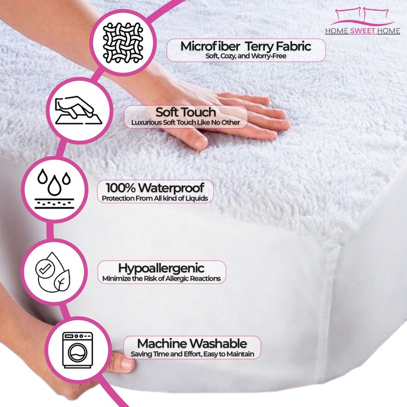 Home Sweet Home UK 30CM 12” Deep Terry Towel Waterproof