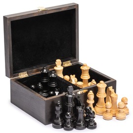 Husaria Staunton Tournament No. 5 Chessmen with 2 Extra Queens and Wooden Box, 3.6-inch Kings