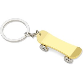 [AIXUAN] Men's Boys Cool Mini Skateboard Metal Keychain Keychain Car Key Bag Pendant Keychain (Gold)
