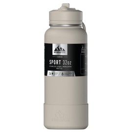 Hydrapeak 32oz Sport Insulated Water Bottle with Straw Lid, Leak & Spill Proof, Keeps Drinks Cold for 24 Hours, Hot for 12 Hours, Premium Stainless Steel Water Bottles (32oz, Stone)