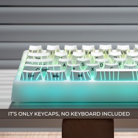 GMKWTL XVX White Backlit Topographic Keycaps, Doubleshot PBT Keycap Set, OEM Profile Keyboard Keycaps Compatible with 60% 65% 75% 80% 96% 100% Mechanical Keyboards-Only Key caps