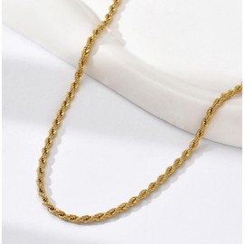 Bigonice 14K Real Yellow Gold 1.5mm,2.0mm,3.2mm,4.2mm Rope Chain Necklace with Diamond Cut Detailing,Gift for Men & Women (Lengths: 16-36 Inches) (3.2 mm, 16 inche)