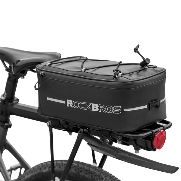 ROCKBROS Bike Rack Bag Bike Trunk Bag Bike Rack Rear Carrier Bag for Travel with Rain Cover & Reflective Stripes, 9L(Black)