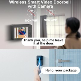 HUAJUN Wireless Video Doorbell Camera,1080P Video Doorbell Intercom System with 4.3 Inch Screen, Night Vision, 80 Wide Angle Lens, Indoor Outdoor Surveillance for Home