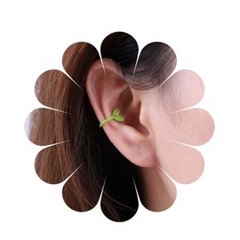 Inateannal Boho Green Leaf Ear Cuff Earring Green Leaf Cartilage Cuff Earrings Vintage Green Leaf Earrings Leaf Non Piercing Earrings Jewellery for Women and Girls, Zinc, No Gemstone