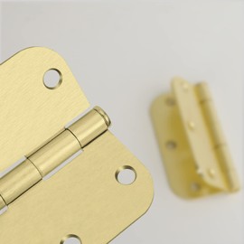 6 Pack goldenwarm 3-1/2'' Door Hinges Brass Hinges Bright Polished Brass Interior Door Hinges with 5/8" Radius Corners Gold Door Hardware