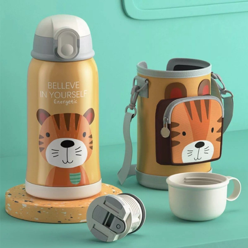 Termo Infantil Con Funda Portátil Vaso Térmico Niños 550ml