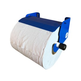 MegaMaxx Heavy Duty Metal Wall Mounted Paper Towel Holder for Blue Roll - Factory Dispenser with Tissue Roll Brake for Cleaning Restroom, Sanitation, Office, and Kitchen (Blue)