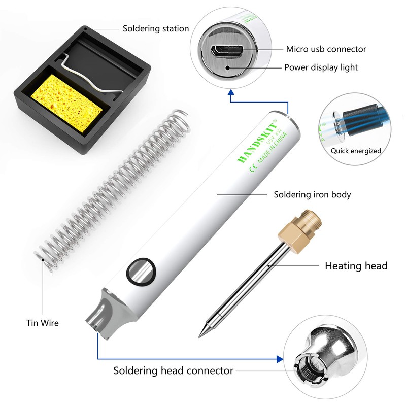 Soldering Iron Kit, HANDSKIT 8W Soldering Iron Welding Tools with