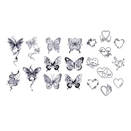 YFFSFDC Jagua Tattoo Stickers, 3 Sets Waterproof Korean Henna Tattoo Butterfly Flower Heart (Butterfly Flower A)