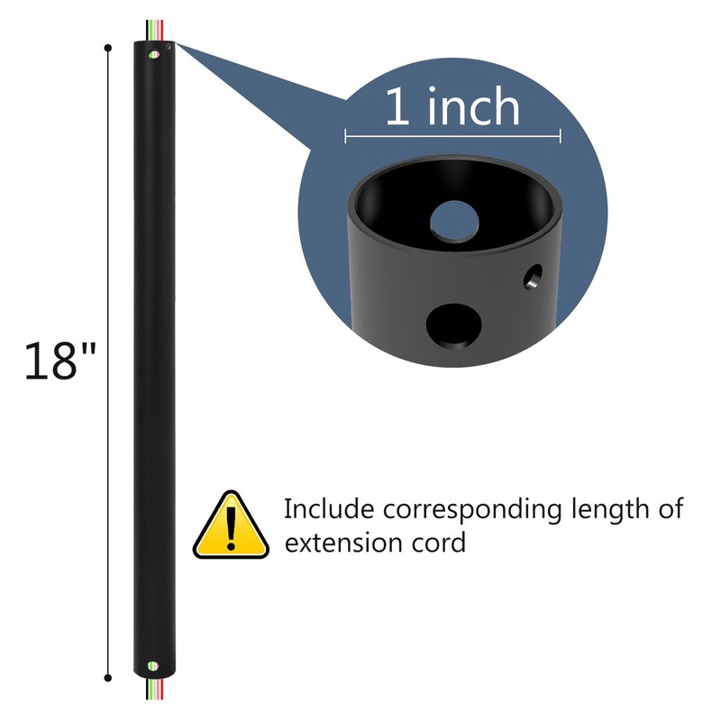 BOOSANT 18 INCH Ceiling Fan Downrod With Extended Wires,Extension Rod